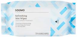 Amazon Brand - Solimo Refreshing Wet Wipes, Ocean Breeze - 30 Wipes