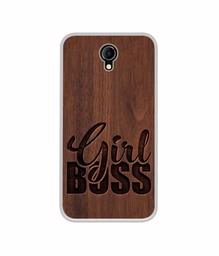 Amazon Brand - Solimo Designer Girl Boss On Wood UV Printed Soft Back Case Mobile Cover for Micromax Bharat 4 Q440