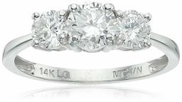 IGI Certified Lab Grown Diamond Anniversary Ring in 14k White Gold (1.0 CT.TW., I-J Color, SI1-SI2 Clarity), Size 8