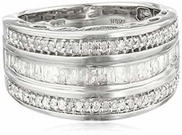Amazon CollectionSterling Silver Diamond 3 Row Band Ring (1/2 cttw), Size 8