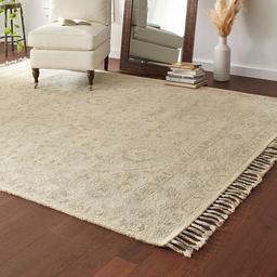 Amazon Brand – Stone & Beam Heidi Floral Farmhouse Wool Area Rug, 8 x 10 Foot, Beige