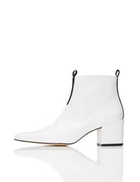 Amazon Brand - find. Women's Ankle Boots Contrast Vamp Quarter Embellishment , White (White), US 10.5