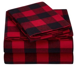 Pinzon by Amazon 160 g/m² Plaid Flanelle de lit, 100% Coton, Red Buffalo Check, Twin XL